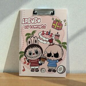 Pink Labubu Clipboard with Cartoon Design